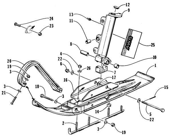 Parts Diagram for Arctic Cat 1998 ZR 440 SNO-PRO SNOWMOBILE SKI AND SPINDLE ASSEMBLY