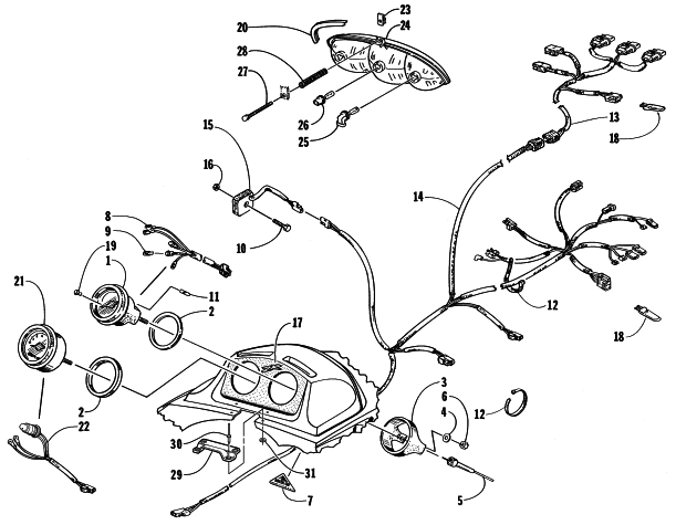 Parts Diagram for Arctic Cat 1998 ZR 440 SNOWMOBILE HEADLIGHT, INSTRUMENTS, AND WIRING ASSEMBLIES