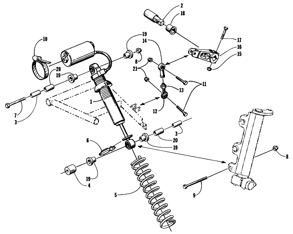 Parts Diagram for Arctic Cat 1998 ZR 440 SNO-PRO SNOWMOBILE SHOCK ABSORBER AND SWAY BAR ASSEMBLY