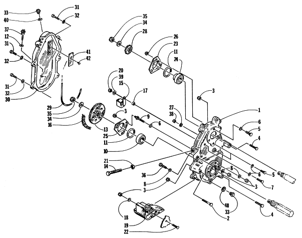 Parts Diagram for Arctic Cat 1998 ZR 440 SNO-PRO SNOWMOBILE DRIVE/DROPCASE ASSEMBLY