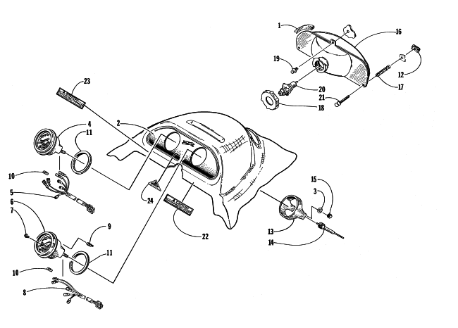 Parts Diagram for Arctic Cat 1998 ZR 440 SNO-PRO SNOWMOBILE HEADLIGHT AND INSTRUMENTS