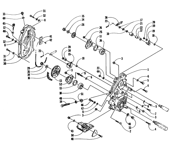 Parts Diagram for Arctic Cat 1998 ZR 600 EFI LE XC SNOWMOBILE DRIVE/DROPCASE ASSEMBLY