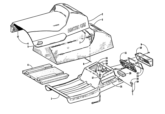 Parts Diagram for Arctic Cat 1998 ZR 440 SNO-PRO SNOWMOBILE SEAT AND TAILLIGHT ASSEMBLY