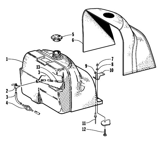 Parts Diagram for Arctic Cat 1998 ZR 440 SNO-PRO SNOWMOBILE GAS TANK AND COVER