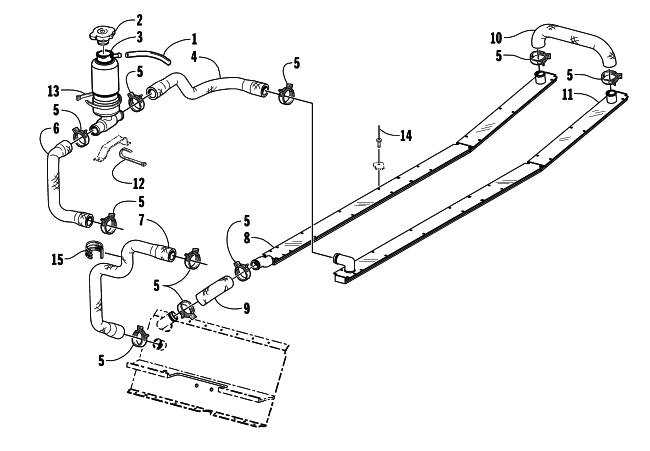 Parts Diagram for Arctic Cat 1998 ZR 440 SNO-PRO SNOWMOBILE COOLING ASSEMBLY