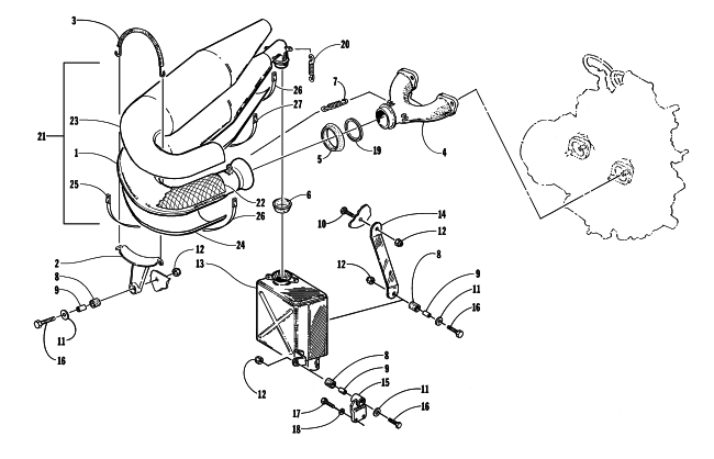 Parts Diagram for Arctic Cat 1998 ZR 440 SNO-PRO SNOWMOBILE EXHAUST ASSEMBLY