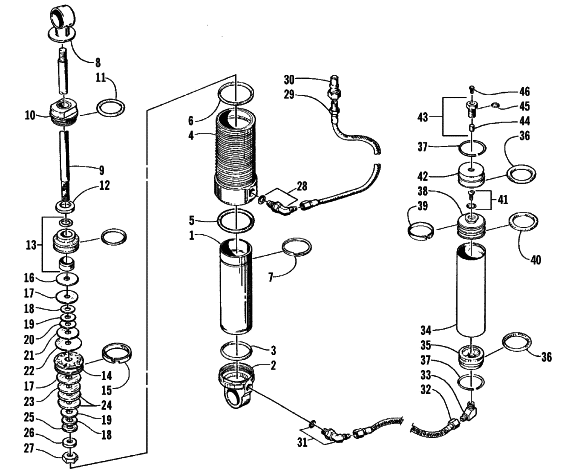 Parts Diagram for Arctic Cat 1999 ZR 600 LE SNOWMOBILE REAR SUSPENSION - FRONT ARM SHOCK ABSORBER