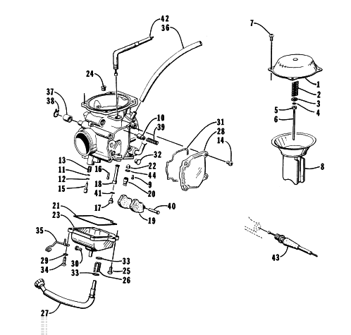 Parts Diagram for Arctic Cat 1998 400 2X4 ATV CARBURETOR