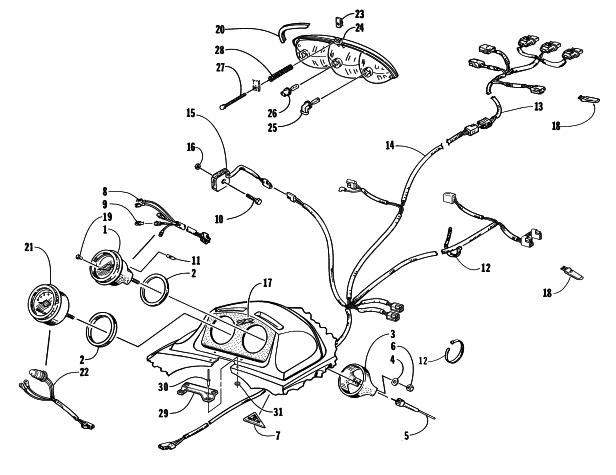 Parts Diagram for Arctic Cat 1998 ZR 600 EFI LE XC SNOWMOBILE HEADLIGHTS, INSTRUMENTS, AND WIRING ASSEMBLIES