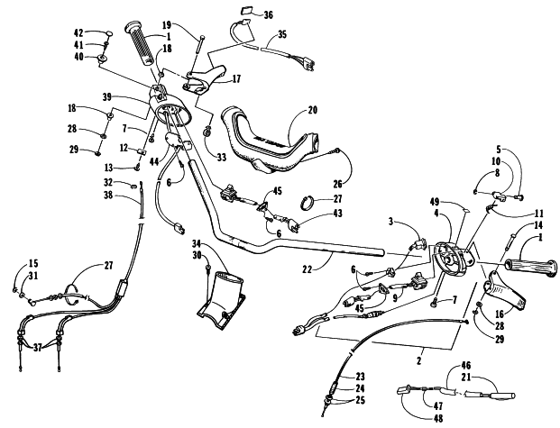 Parts Diagram for Arctic Cat 1998 BEARCAT 340 SNOWMOBILE HANDLEBAR AND CONTROLS