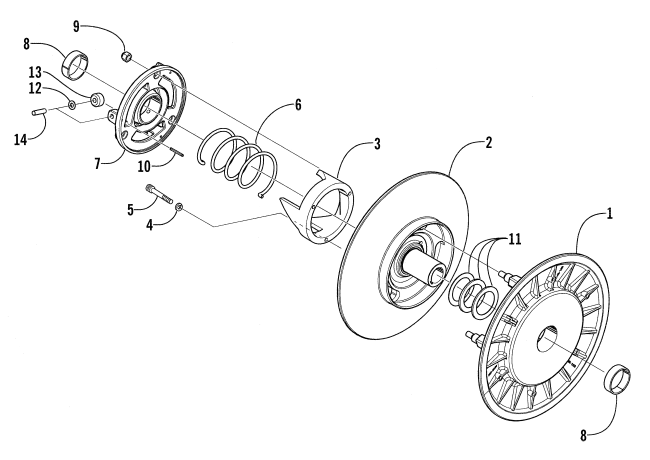 Parts Diagram for Arctic Cat 1998 ZL 440 SNOWMOBILE DRIVEN CLUTCH