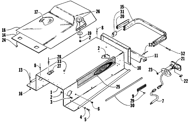 Parts Diagram for Arctic Cat 1999 KITTY CAT SNOWMOBILE SEAT, TUNNEL, AND TAILLIGHT