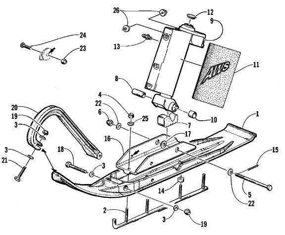 Parts Diagram for Arctic Cat 1999 ZL 600 EFI S/N < 9915688 SNOWMOBILE SKI AND SPINDLE ASSEMBLY