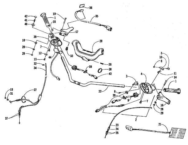 Parts Diagram for Arctic Cat 1999 JAG 440 DLX SNOWMOBILE HANDLEBAR AND CONTROLS