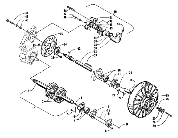 Parts Diagram for Arctic Cat 1998 ZL 440 SNOWMOBILE DRIVE TRAIN SHAFTS AND BRAKE ASSEMBLIES