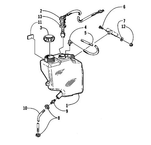 Parts Diagram for Arctic Cat 1999 JAG 440 SNOWMOBILE OIL TANK ASSEMBLY