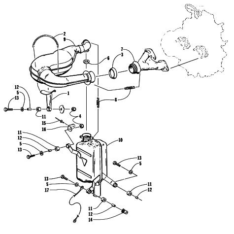 Parts Diagram for Arctic Cat 1999 ZL 440 SNOWMOBILE EXHAUST ASSEMBLY