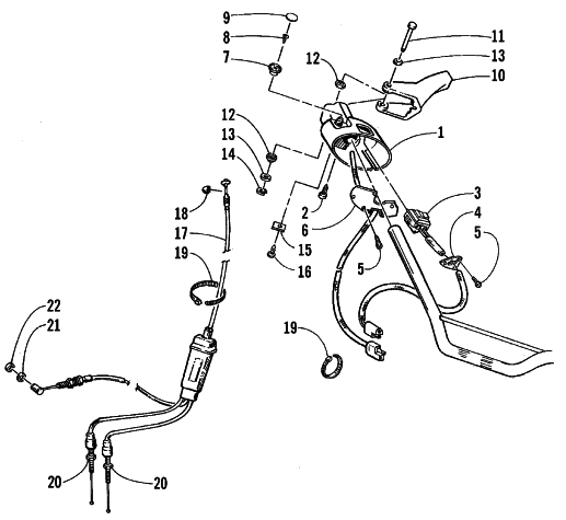 Parts Diagram for Arctic Cat 1999 ZL 440 SNOWMOBILE THROTTLE CONTROL ASSEMBLY