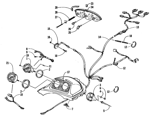 Parts Diagram for Arctic Cat 1999 ZL 600 EFI S/N < 9915688 SNOWMOBILE INSTRUMENTS AND WIRING ASSEMBLIES