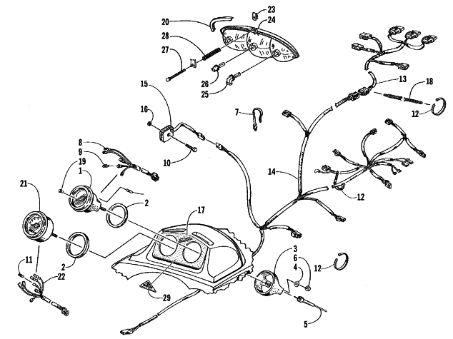 Parts Diagram for Arctic Cat 1999 ZL 440 SNOWMOBILE INSTRUMENTS AND WIRING ASSEMBLIES