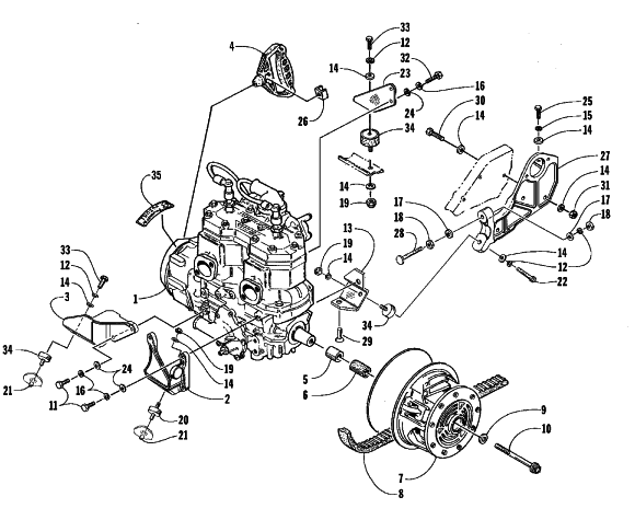 Parts Diagram for Arctic Cat 1999 ZL 500 EFI SNOWMOBILE ENGINE AND RELATED PARTS