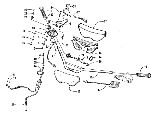 Parts Diagram for Arctic Cat 1999 ZL 600 EFI S/N < 9915688 SNOWMOBILE HANDLEBAR AND CONTROLS