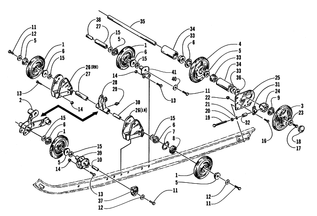 Parts Diagram for Arctic Cat 2001 Z 440 SNOWMOBILE IDLER WHEEL AND AXLE ASSEMBLY