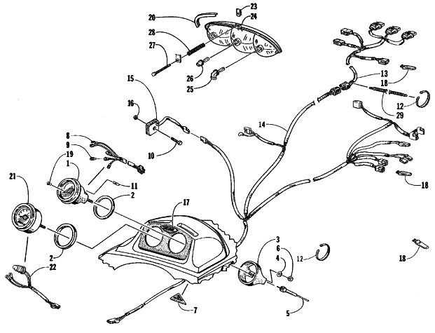 Parts Diagram for Arctic Cat 1999 ZR 600 SNOWMOBILE HEADLIGHT, INSTRUMENTS, AND WIRING ASSEMBLIES