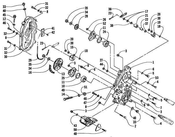 Parts Diagram for Arctic Cat 1999 ZR 500 EFI LE SNOWMOBILE DRIVE/DROPCASE ASSEMBLY