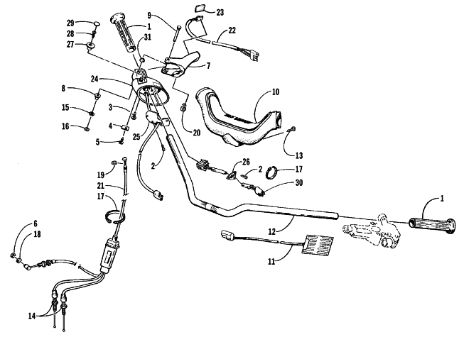 Parts Diagram for Arctic Cat 1999 PANTHER 550 SNOWMOBILE HANDLEBAR AND CONTROLS