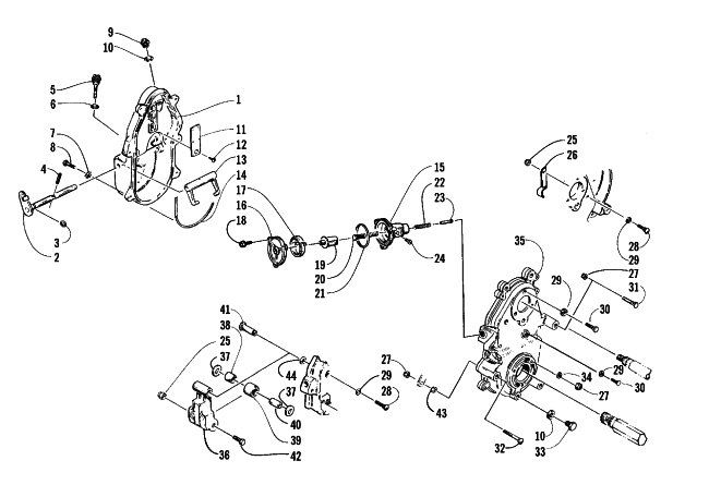 Parts Diagram for Arctic Cat 2000 BEARCAT WIDE TRACK () SNOWMOBILE DROPCASE AND CHAIN TENSION ASSEMBLY