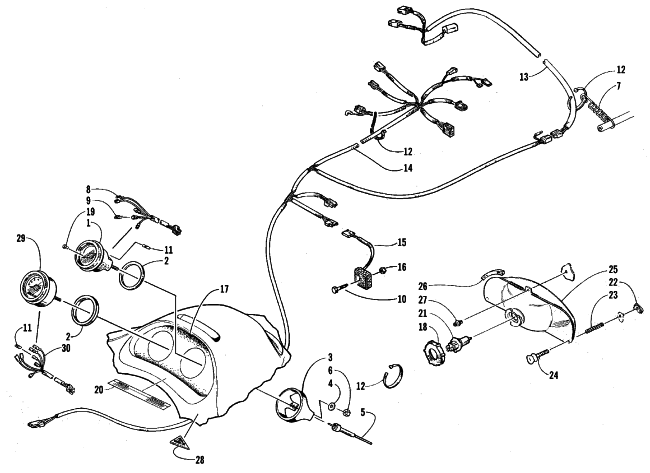 Parts Diagram for Arctic Cat 1999 PANTHER 550 SNOWMOBILE INSTRUMENTS AND WIRING ASSEMBLIES