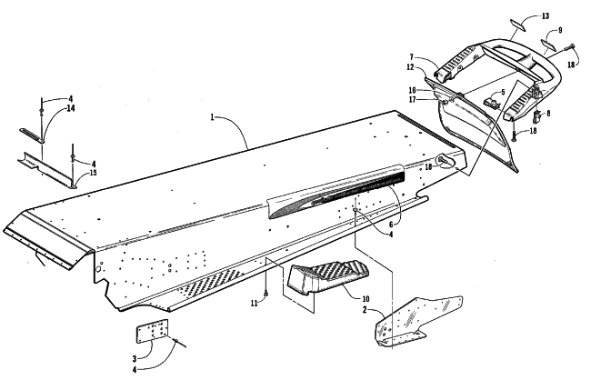 Parts Diagram for Arctic Cat 1999 PANTHER 550 SNOWMOBILE TUNNEL AND REAR BUMPER