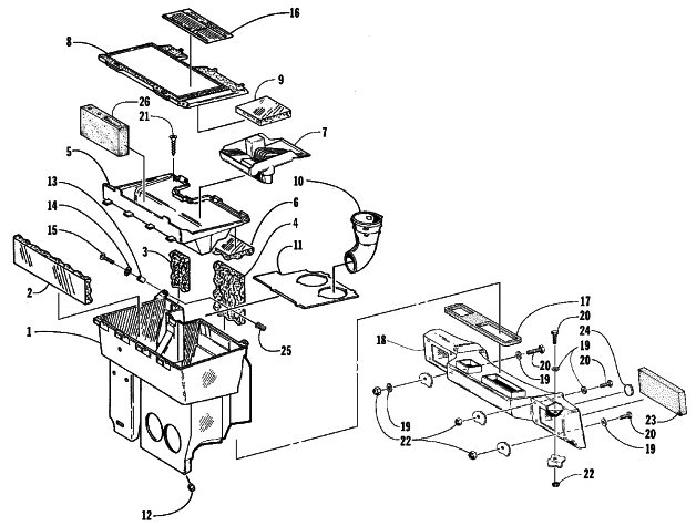 Parts Diagram for Arctic Cat 1999 PANTHER 550 SNOWMOBILE AIR SILENCER ASSEMBLY