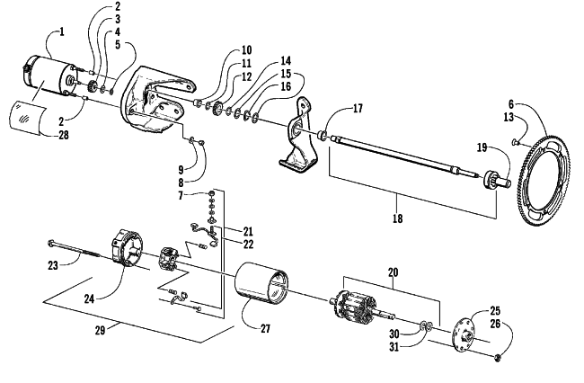 Parts Diagram for Arctic Cat 1999 PANTERA 580 EFI SNOWMOBILE ELECTRIC START - STARTER MOTOR ASSEMBLY