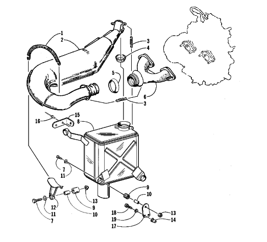 Parts Diagram for Arctic Cat 1999 PANTERA 580 EFI SNOWMOBILE EXHAUST ASSEMBLY