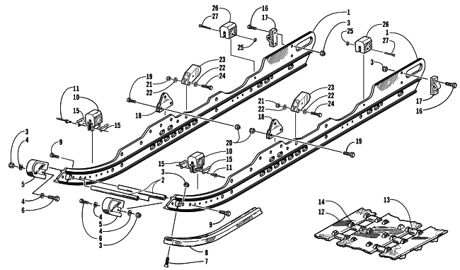 Parts Diagram for Arctic Cat 2002 PANTERA 550 SNOWMOBILE SLIDE RAIL AND TRACK ASSEMBLY