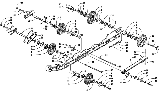 Parts Diagram for Arctic Cat 1999 PANTHER 550 SNOWMOBILE IDLER WHEEL AND AXLE ASSEMBLIES