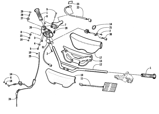 Parts Diagram for Arctic Cat 2000 ZR 700 - LE (REVERSE) SNOWMOBILE HANDLEBAR AND CONTROLS