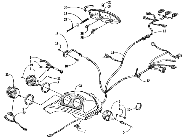 Parts Diagram for Arctic Cat 1999 ZL 600 SNOWMOBILE INSTRUMENTS AND WIRING ASSEMBLIES