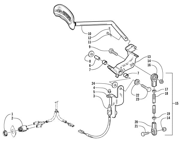 Parts Diagram for Arctic Cat 2001 PANTERA 580 EFI SNOWMOBILE REVERSE SHIFT LEVER ASSEMBLY