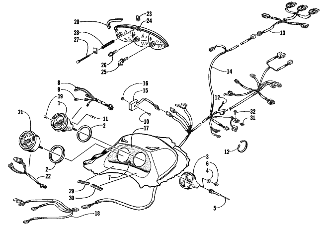 Parts Diagram for Arctic Cat 1999 TRIPLE TOURING SNOWMOBILE INSTRUMENTS AND WIRING ASSEMBLIES