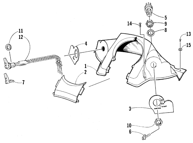 Parts Diagram for Arctic Cat 1999 TRIPLE TOURING SNOWMOBILE CONSOLE AND SWITCH ASSEMBLY