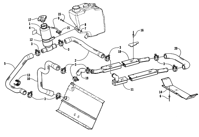 Parts Diagram for Arctic Cat 2000 PANTHER 550 SNOWMOBILE COOLING ASSEMBLY
