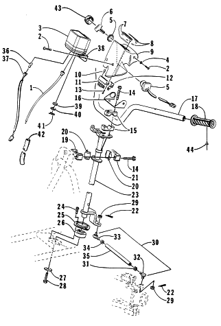 Parts Diagram for Arctic Cat 1998 400 4X4 ATV STEERING ASSEMBLY