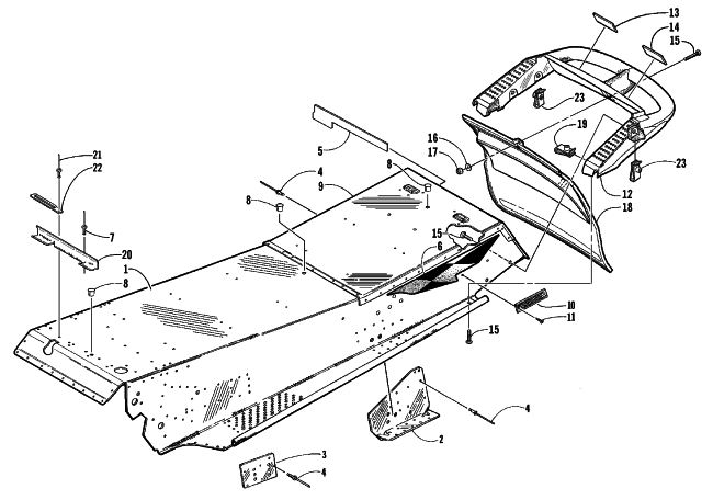 Parts Diagram for Arctic Cat 1999 ZRT 600 SNOWMOBILE TUNNEL AND REAR BUMPER