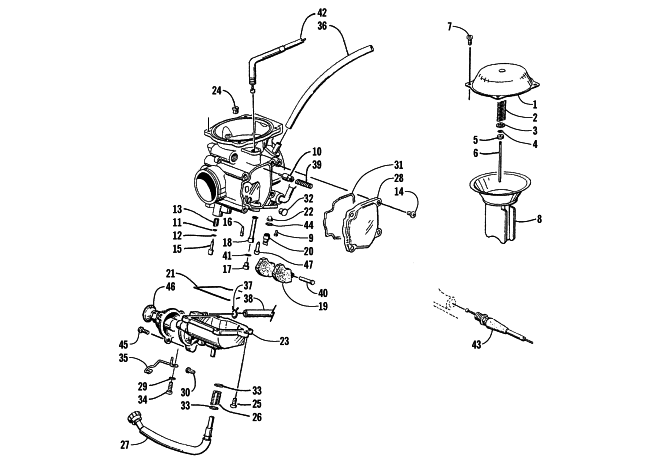 Parts Diagram for Arctic Cat 1998 400 4X4 ATV CARBURETOR