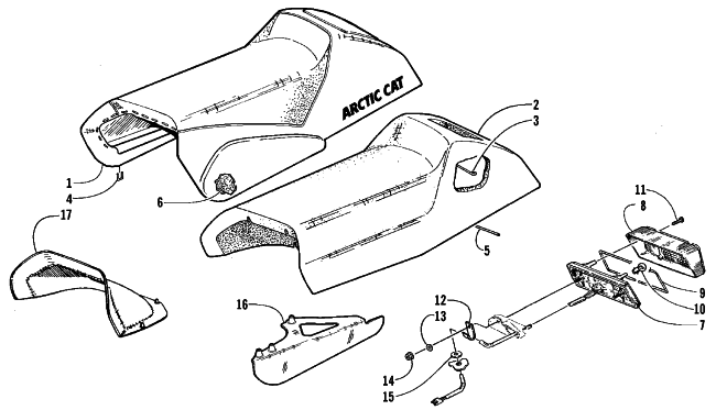 Parts Diagram for Arctic Cat 1999 ZR 500 EFI SNOWMOBILE SEAT AND TAILLIGHT ASSEMBLY