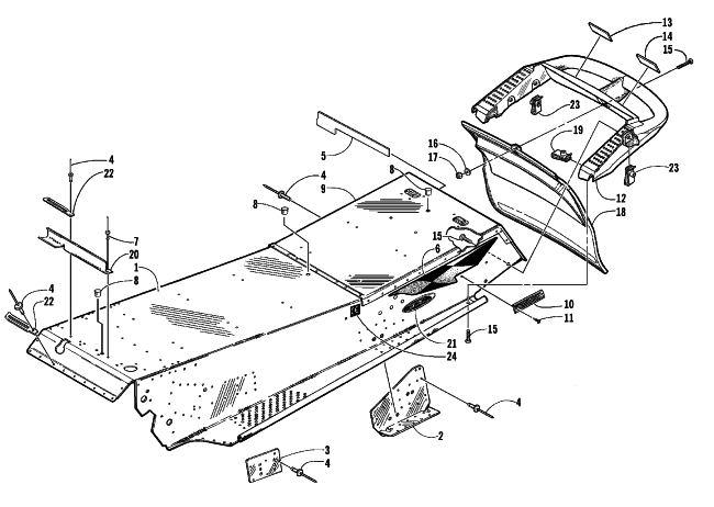 Parts Diagram for Arctic Cat 1999 ZR 600 EFI SNOWMOBILE TUNNEL AND REAR BUMPER