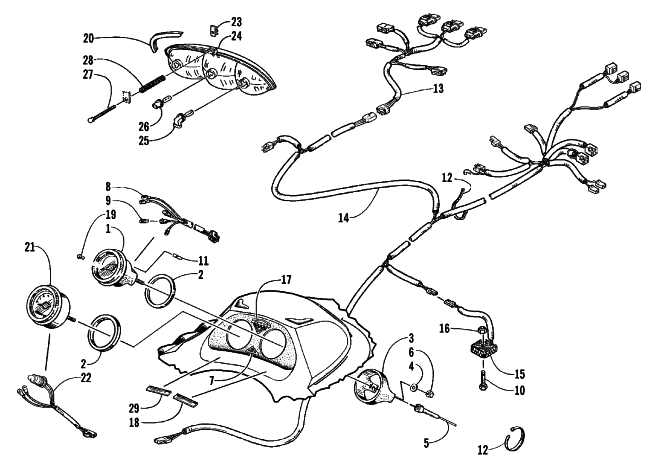 Parts Diagram for Arctic Cat 1999 ZRT 600 SNOWMOBILE INSTRUMENTS AND WIRING ASSEMBLIES